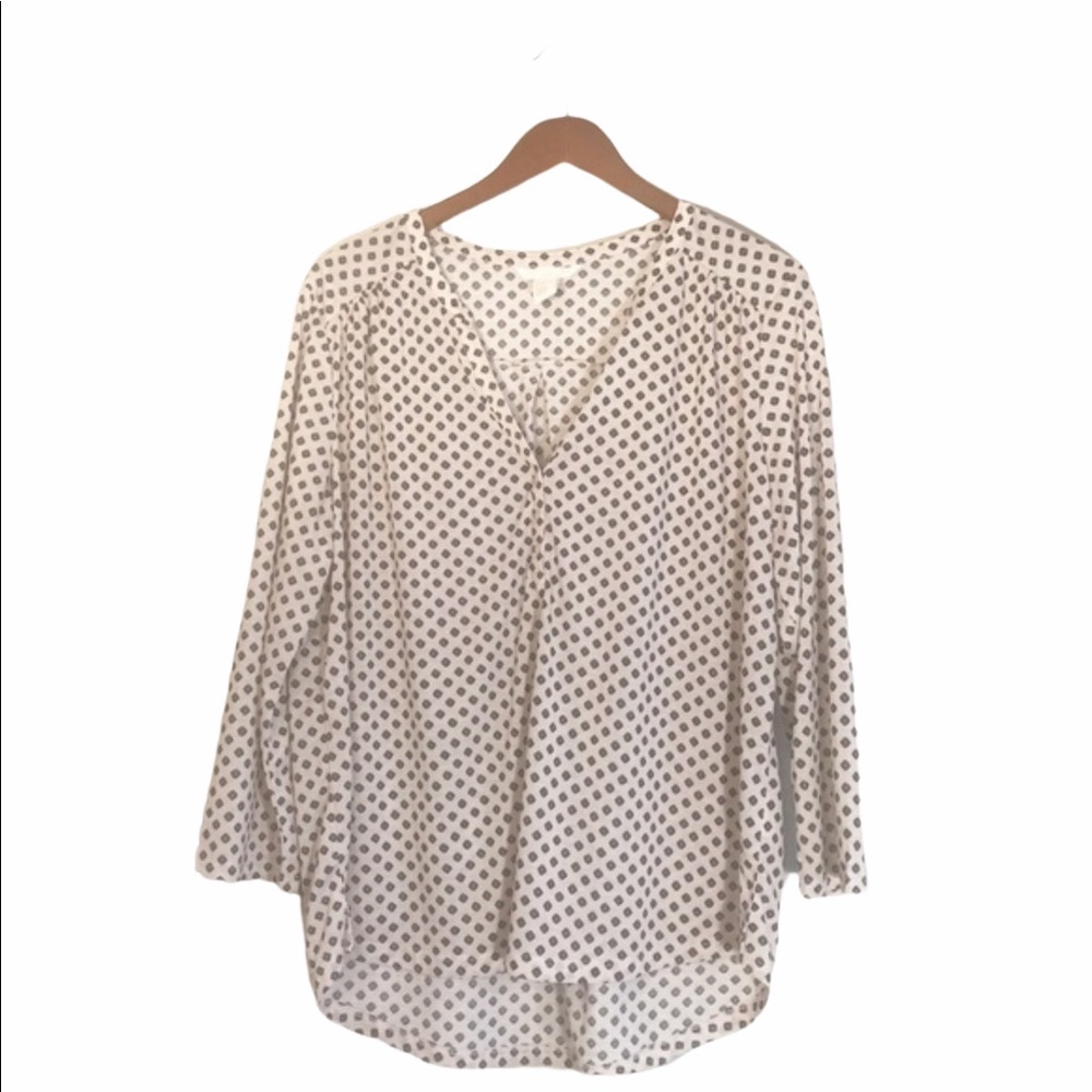H&M V Neck Diamond Pattern Long Sleeve Blouse